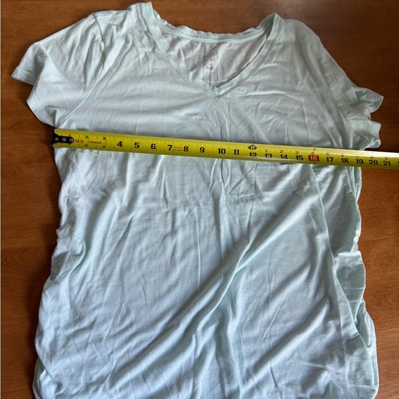 Isabel Maternity by Ingrid & Isabel Light Green V-Neck Short Sleeve Tee - Picture 9 of 10